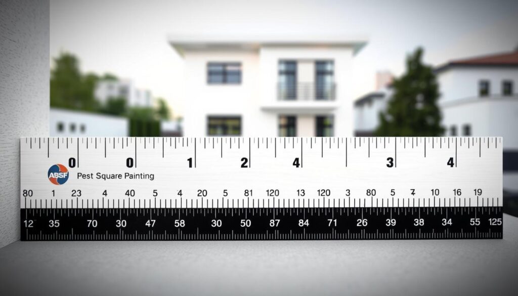 A meticulously detailed architectural rendering of the cost of exterior house painting per square meter. The foreground features a crisp, clean presentation of a ruler overlaid on a textured wall surface, showcasing the measurement in clear numeric values. The middle ground depicts a well-lit, modern residential building with a freshly painted facade, its sleek lines and clean palette conveying a sense of professionalism and quality craftsmanship. The background subtly fades into a softly blurred urban landscape, hinting at the broader context in which such cost considerations would be relevant. The overall mood is one of informative clarity, with a touch of minimalist elegance to appeal to the discerning homeowner. A meticulously detailed architectural rendering of the cost of exterior house painting per square meter. The foreground features a crisp, clean presentation of a ruler overlaid on a textured wall surface, showcasing the measurement in clear numeric values. The middle ground depicts a well-lit, modern residential building with a freshly painted facade, its sleek lines and clean palette conveying a sense of professionalism and quality craftsmanship. The background subtly fades into a softly blurred urban landscape, hinting at the broader context in which such cost considerations would be relevant. The overall mood is one of informative clarity, with a touch of minimalist elegance to appeal to the discerning homeowner.