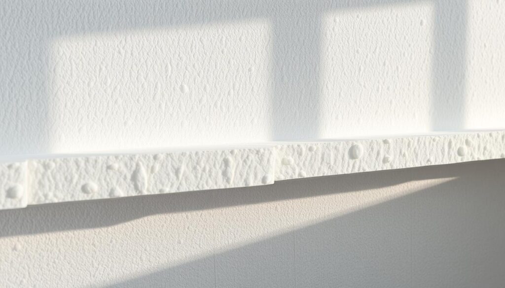 A well-insulated wall section featuring a prominent layer of thick, high-quality expanded polystyrene (EPS) insulation. The styrofoam panels are crisp white, with a smooth, uniform texture. The panels are neatly arranged, showcasing the standardized depth required for effective thermal protection of exterior walls. Soft, directional lighting illuminates the scene, creating subtle shadows that accentuate the depth and materiality of the insulation. The overall composition conveys a sense of thermal efficiency, construction expertise, and attention to detail, suitable for illustrating the topic of recommended insulation thickness for exterior walls. A well-insulated wall section featuring a prominent layer of thick, high-quality expanded polystyrene (EPS) insulation. The styrofoam panels are crisp white, with a smooth, uniform texture. The panels are neatly arranged, showcasing the standardized depth required for effective thermal protection of exterior walls. Soft, directional lighting illuminates the scene, creating subtle shadows that accentuate the depth and materiality of the insulation. The overall composition conveys a sense of thermal efficiency, construction expertise, and attention to detail, suitable for illustrating the topic of recommended insulation thickness for exterior walls.