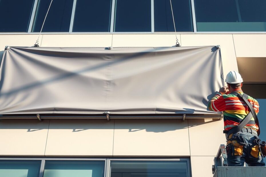 jak zamontować baner na elewacji