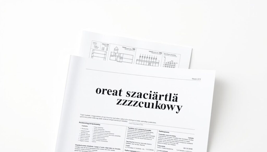 A detailed architectural diagram of an "operat szacunkowy" document, showcased against a clean, minimalist background. The foreground features the document's cover page, prominently displaying the title in a bold, formal typeface. The middle ground depicts the interior pages, meticulously rendered with technical diagrams, charts, and property details. The background maintains a soft, muted tone, allowing the document to take center stage and convey a sense of professionalism and precision. The overall composition should reflect the authoritative and comprehensive nature of the "operat szacunkowy" document, as well as its importance in determining the value of a house and land.