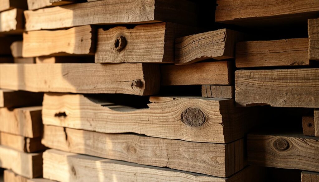 A rustic arrangement of weathered wooden planks, their surfaces worn and textured, cast in warm, natural lighting. The boards are carefully selected, their grain patterns and knots adding character. They are neatly stacked, creating a visually appealing composition that evokes the craftsmanship of traditional carpentry. The lighting, with subtle shadows and highlights, accentuates the depth and materiality of the wood. The overall atmosphere is one of earthy simplicity, hinting at the artisanal process of transforming raw materials into functional, handmade elements. A rustic arrangement of weathered wooden planks, their surfaces worn and textured, cast in warm, natural lighting. The boards are carefully selected, their grain patterns and knots adding character. They are neatly stacked, creating a visually appealing composition that evokes the craftsmanship of traditional carpentry. The lighting, with subtle shadows and highlights, accentuates the depth and materiality of the wood. The overall atmosphere is one of earthy simplicity, hinting at the artisanal process of transforming raw materials into functional, handmade elements.