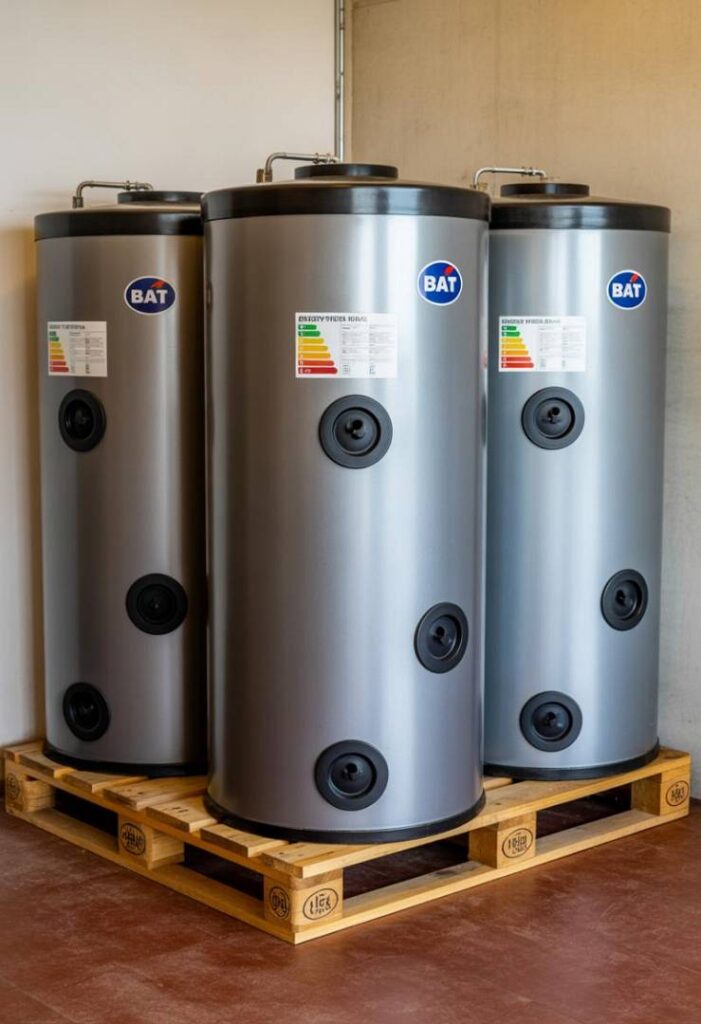 Bufory ciepła o różnych pojemnościach przygotowane do instalacji